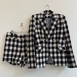 Veronica Beard Navy and Cream Plaid Blazer & Shorts